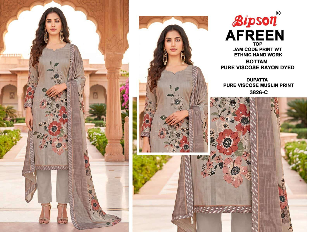 Bipson Afreen 3826 Pure Jam Cotton Dress Material