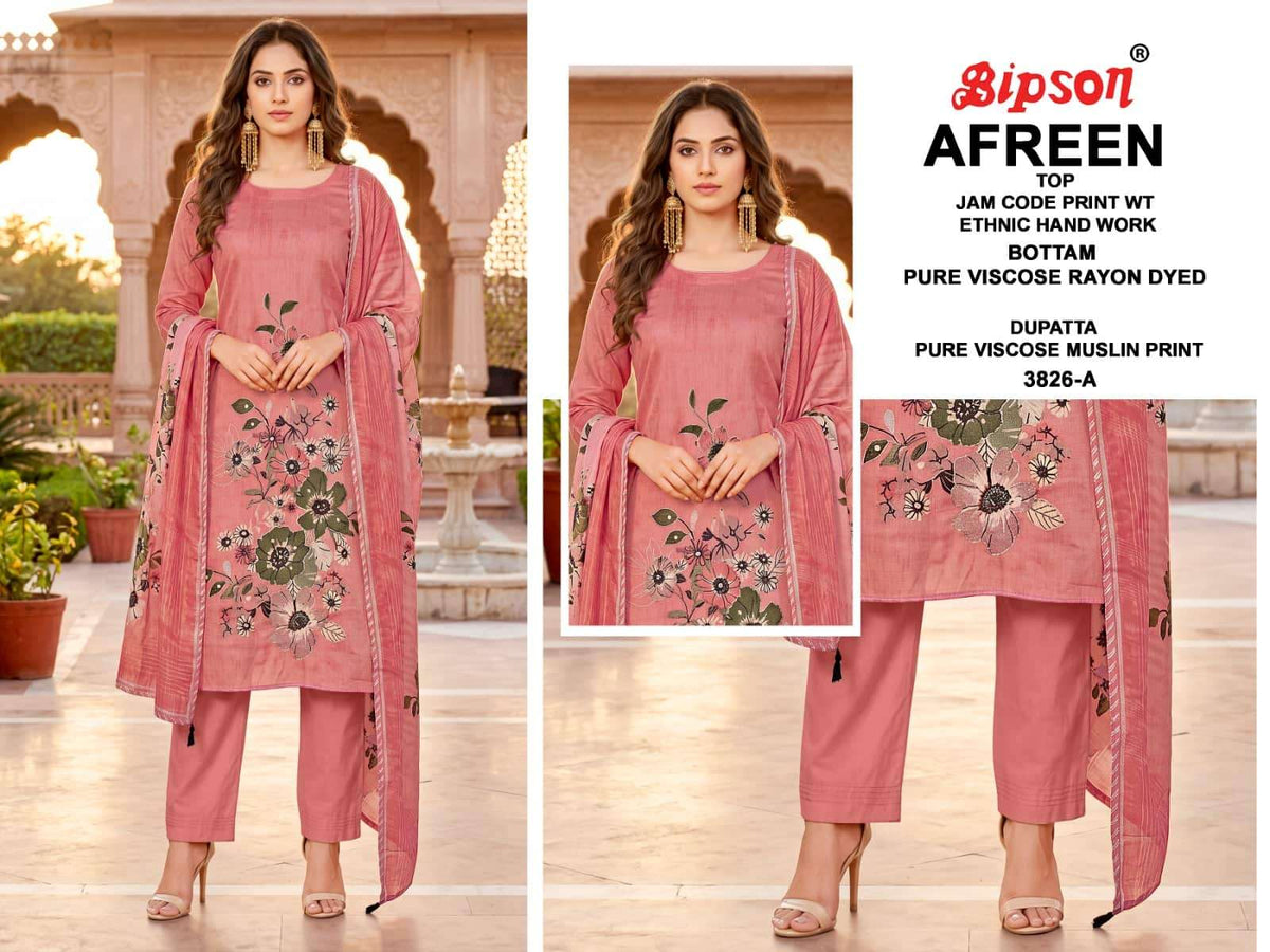 Bipson Afreen 3826 Pure Jam Cotton Dress Material
