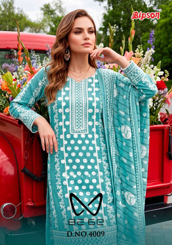 Bipson Be 6E 4009 Pure Cotton Fancy Lace Work Dress Material - Amrah Wholesale