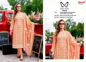 Bipson Be 6E 4009 Pure Cotton Fancy Lace Work Dress Material