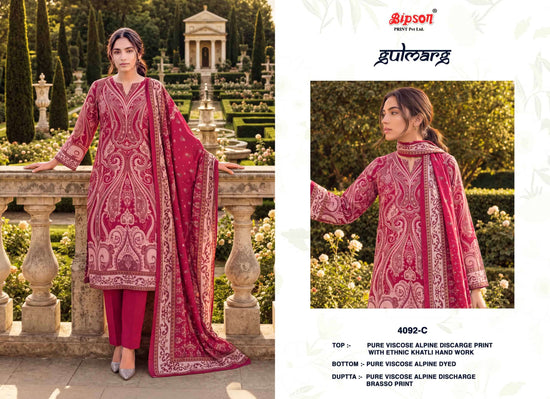 Bipson Gulmarg 4092 Pure Viscose Khatli Handwork Salwar Kameez