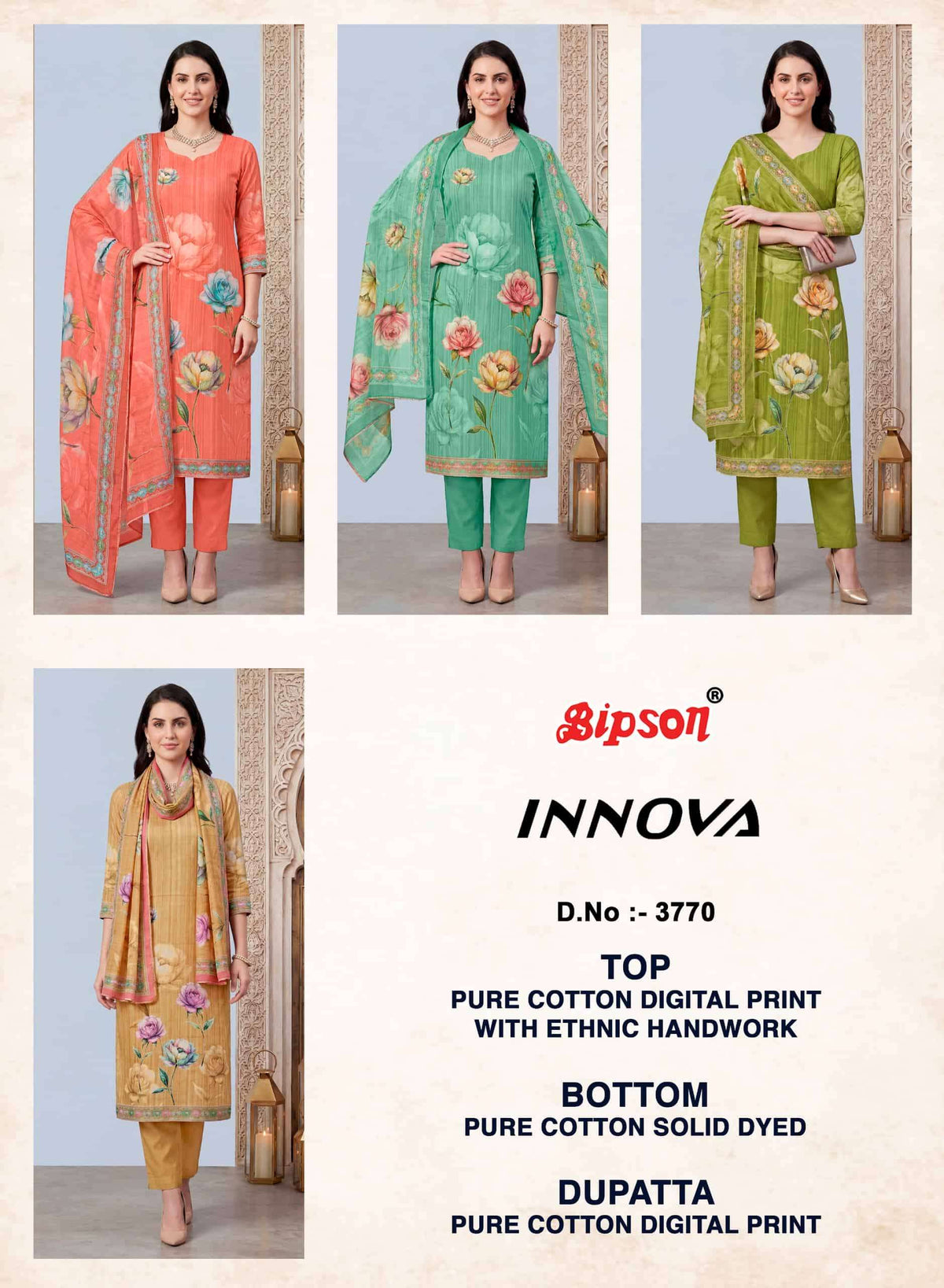 Bipson Innova 3770 Pure Cotton Digital Printed Dress Material