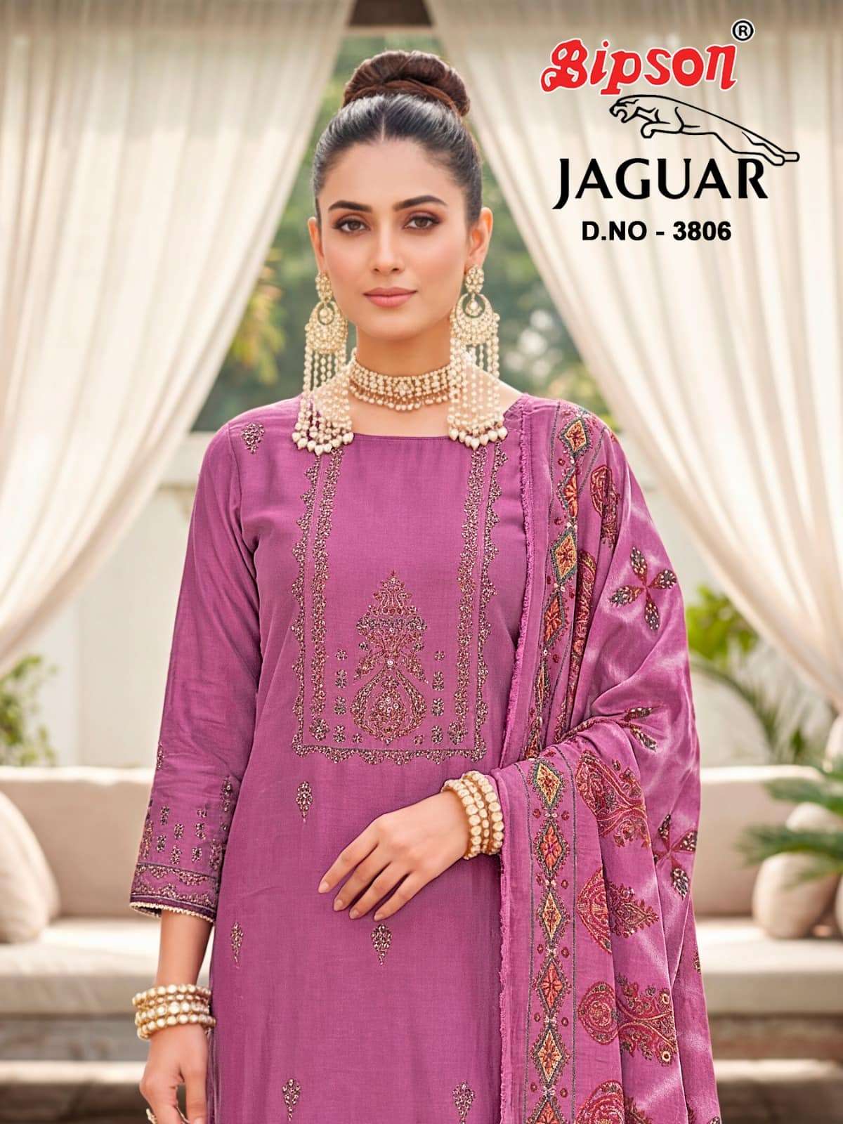 Bipson Jaguar 3806 Pure Muslin Dress Material