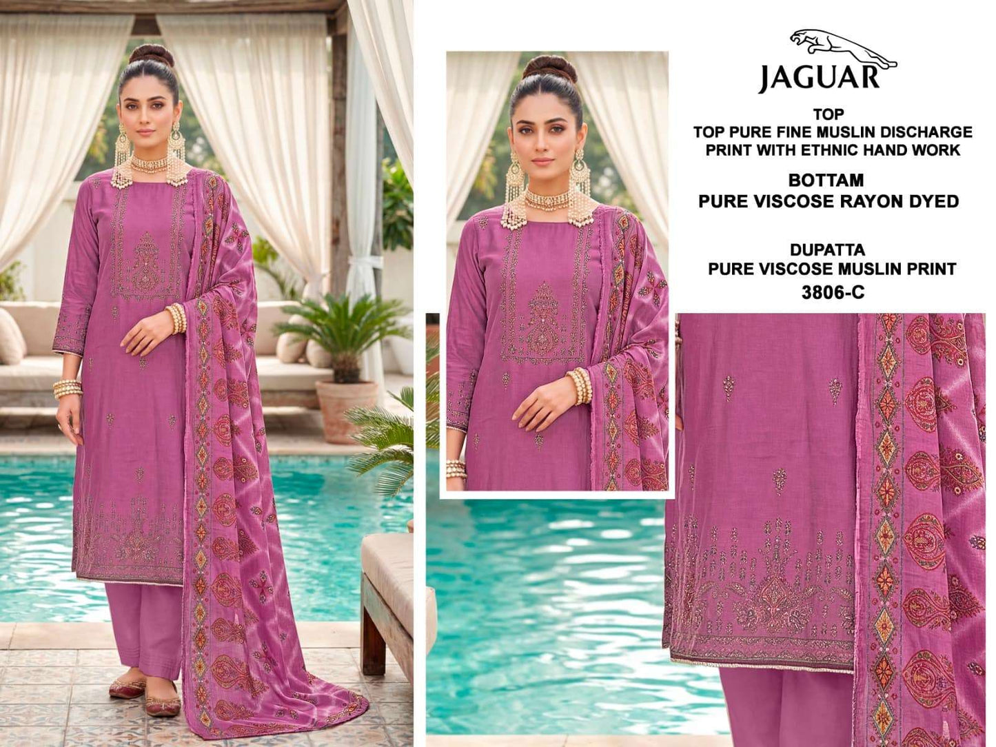 Bipson Jaguar 3806 Pure Muslin Dress Material