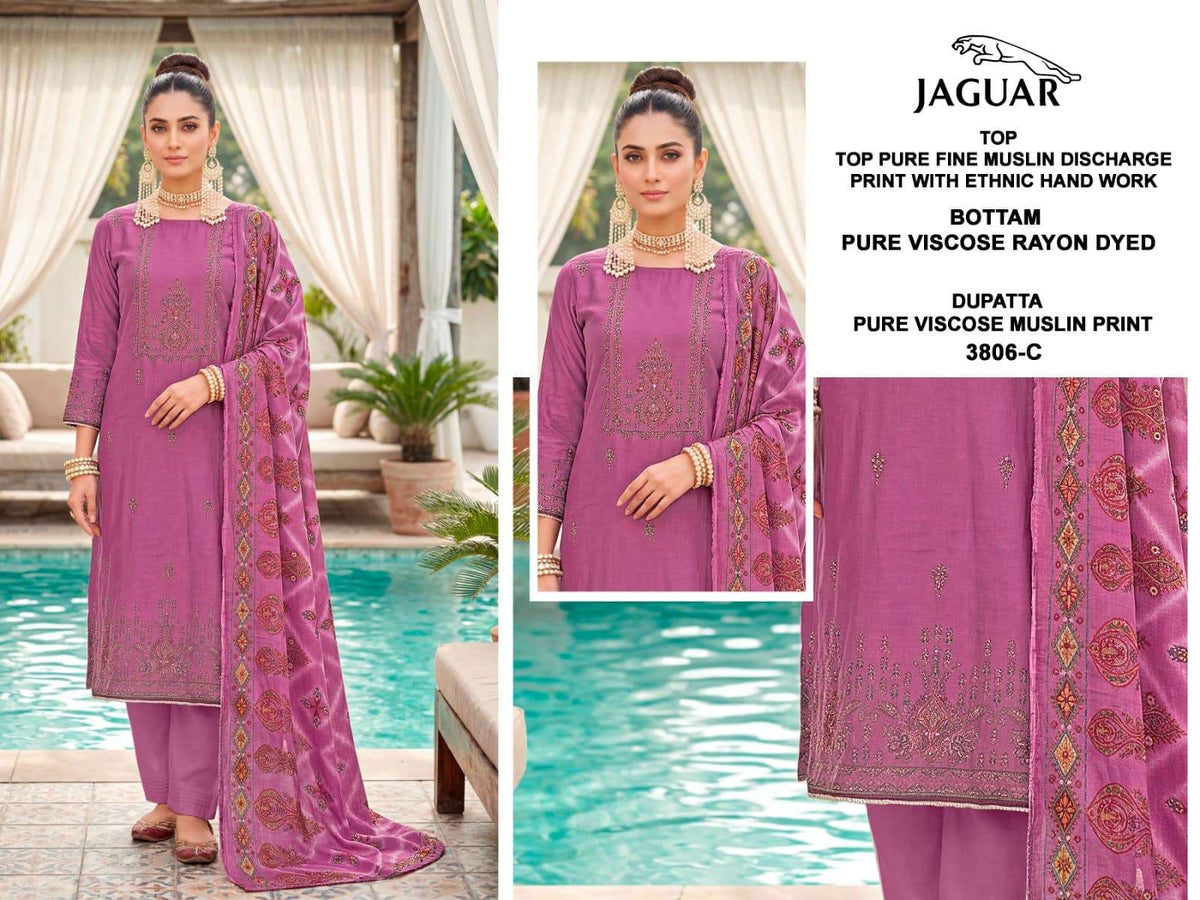 Bipson Jaguar 3806 Pure Muslin Dress Material