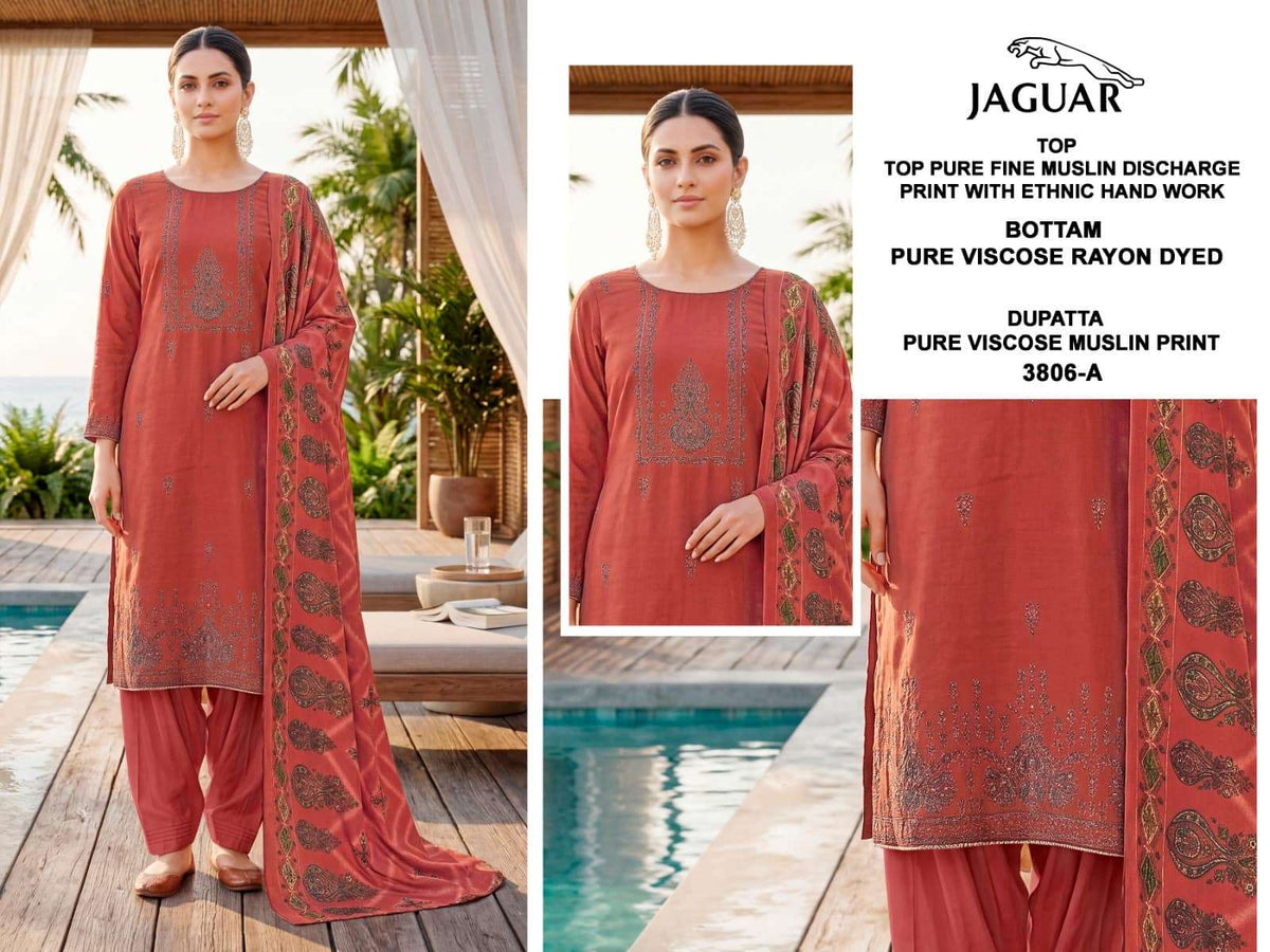 Bipson Jaguar 3806 Pure Muslin Dress Material