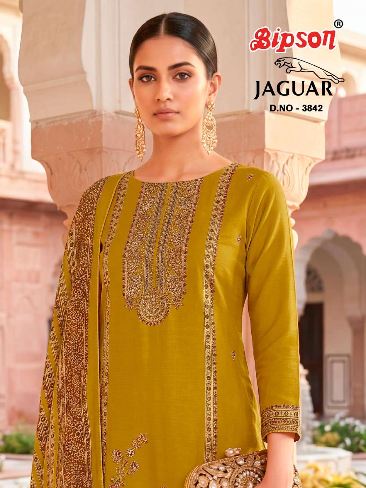 Bipson Jaguar 3842 Pure Muslin Dress Material