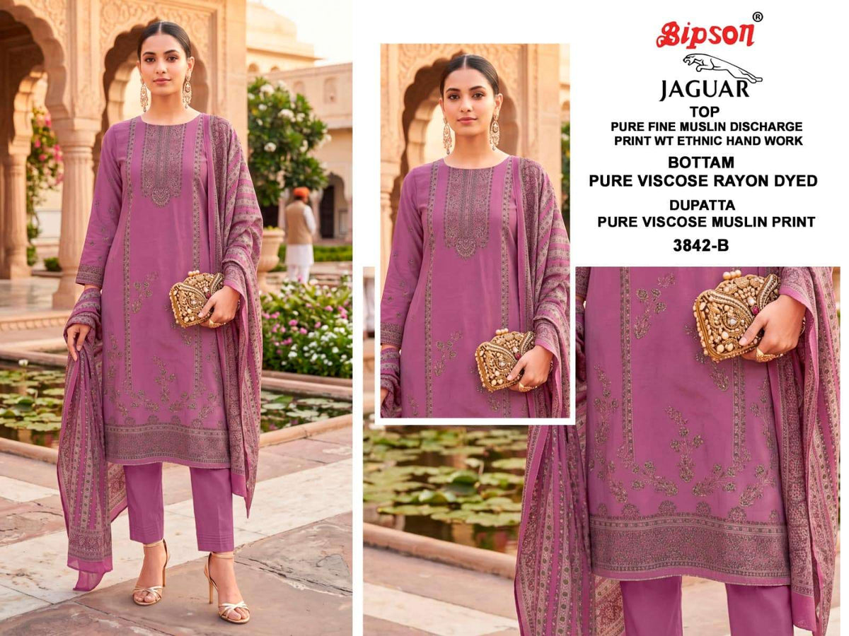 Bipson Jaguar 3842 Pure Muslin Dress Material