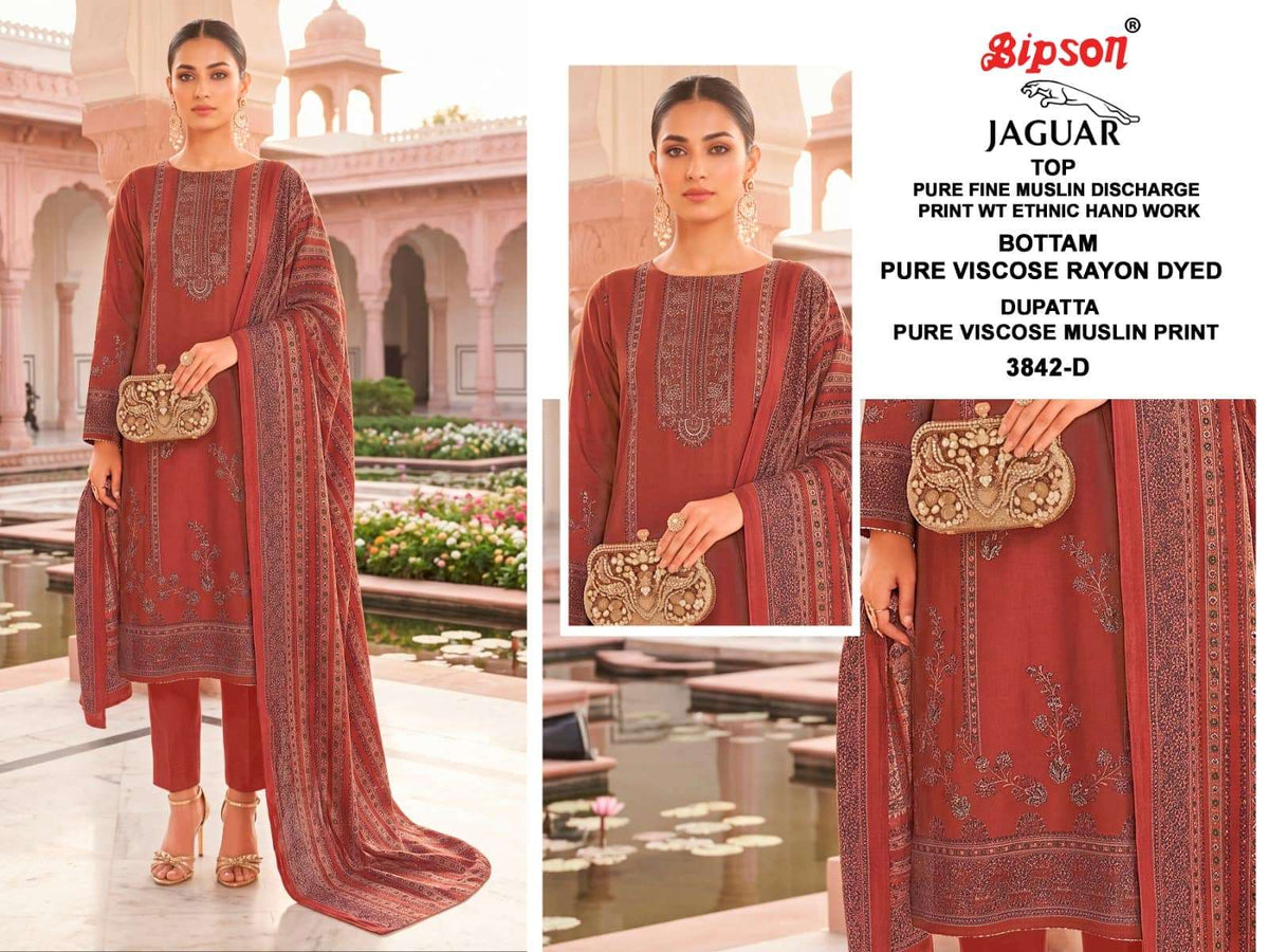 Bipson Jaguar 3842 Pure Muslin Dress Material