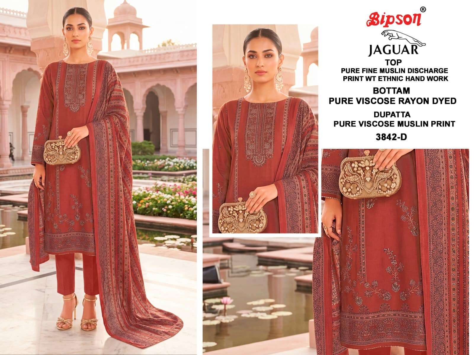 Bipson Jaguar 3842 Pure Muslin Dress Material