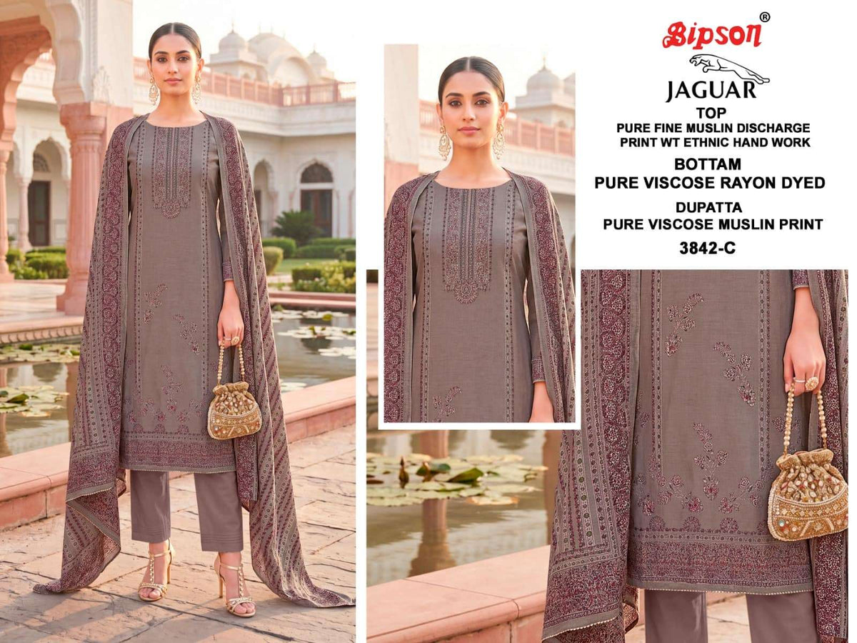Bipson Jaguar 3842 Pure Muslin Dress Material