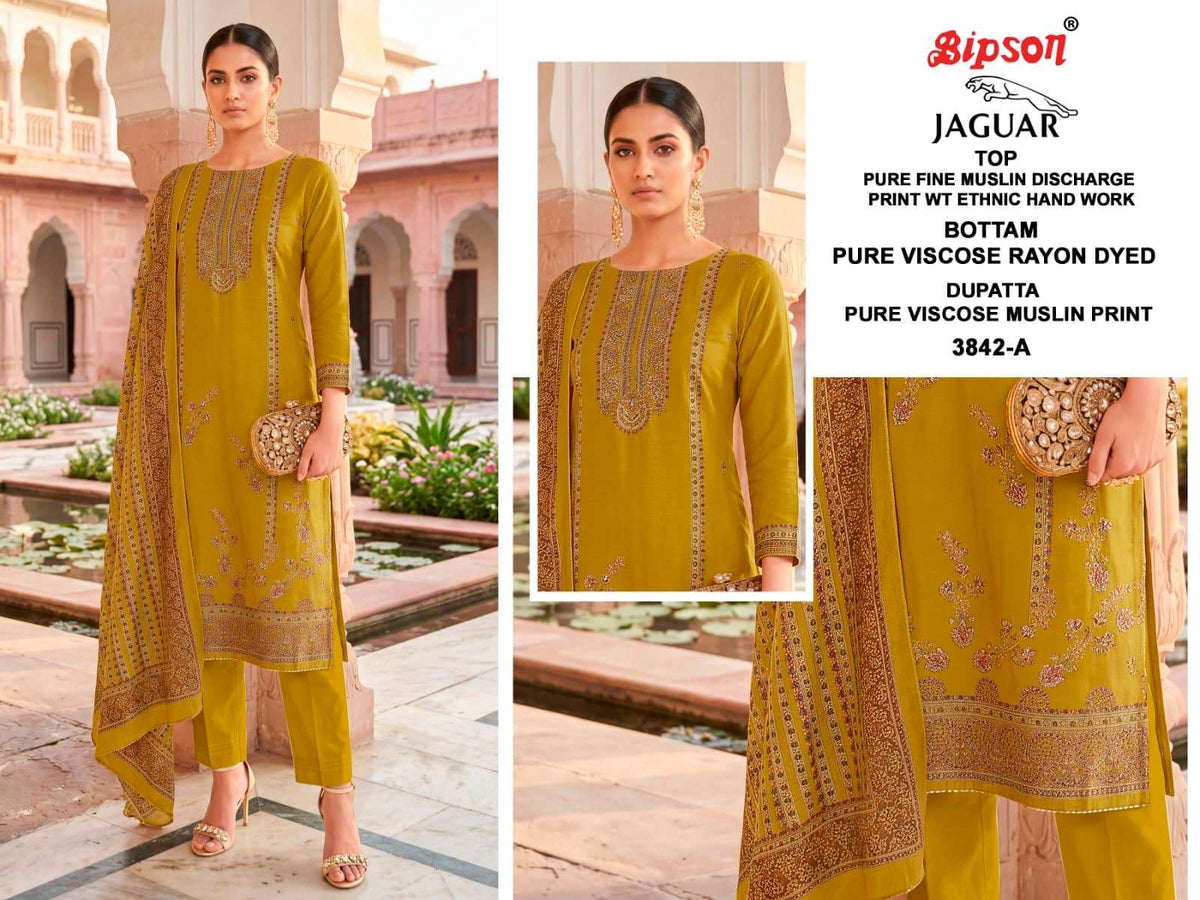 Bipson Jaguar 3842 Pure Muslin Dress Material