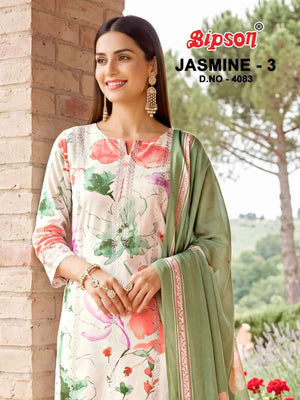 Bipson Jasmine Vol 3 4083 Pure Viscose Pashmina Heavy Embroidered Dress Material