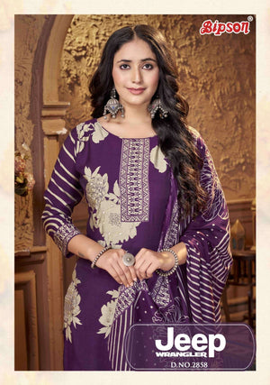 Bipson Jeep Wrangler 2858 Roman Silk Dress Material - Amrah Wholesale