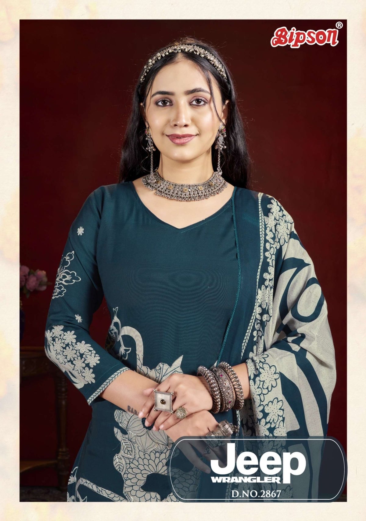 Bipson Jeep Wrangler 2867 Roman Silk Dress Material - Amrah Wholesale