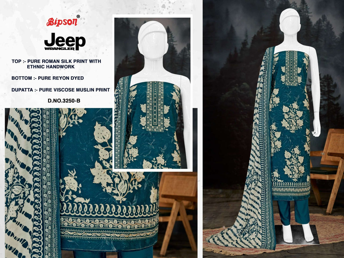 Bipson Jeep Wrangler 3250 Roman Silk Dress Material - Amrah Wholesale