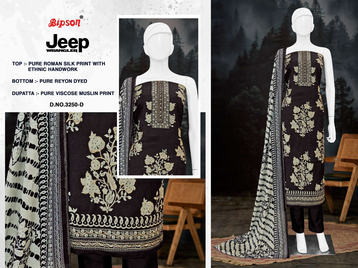 Bipson Jeep Wrangler 3250 Roman Silk Dress Material - Amrah Wholesale