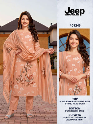 Bipson Jeep Wrangler 4012 Roman Silk Dress Material - Amrah Wholesale