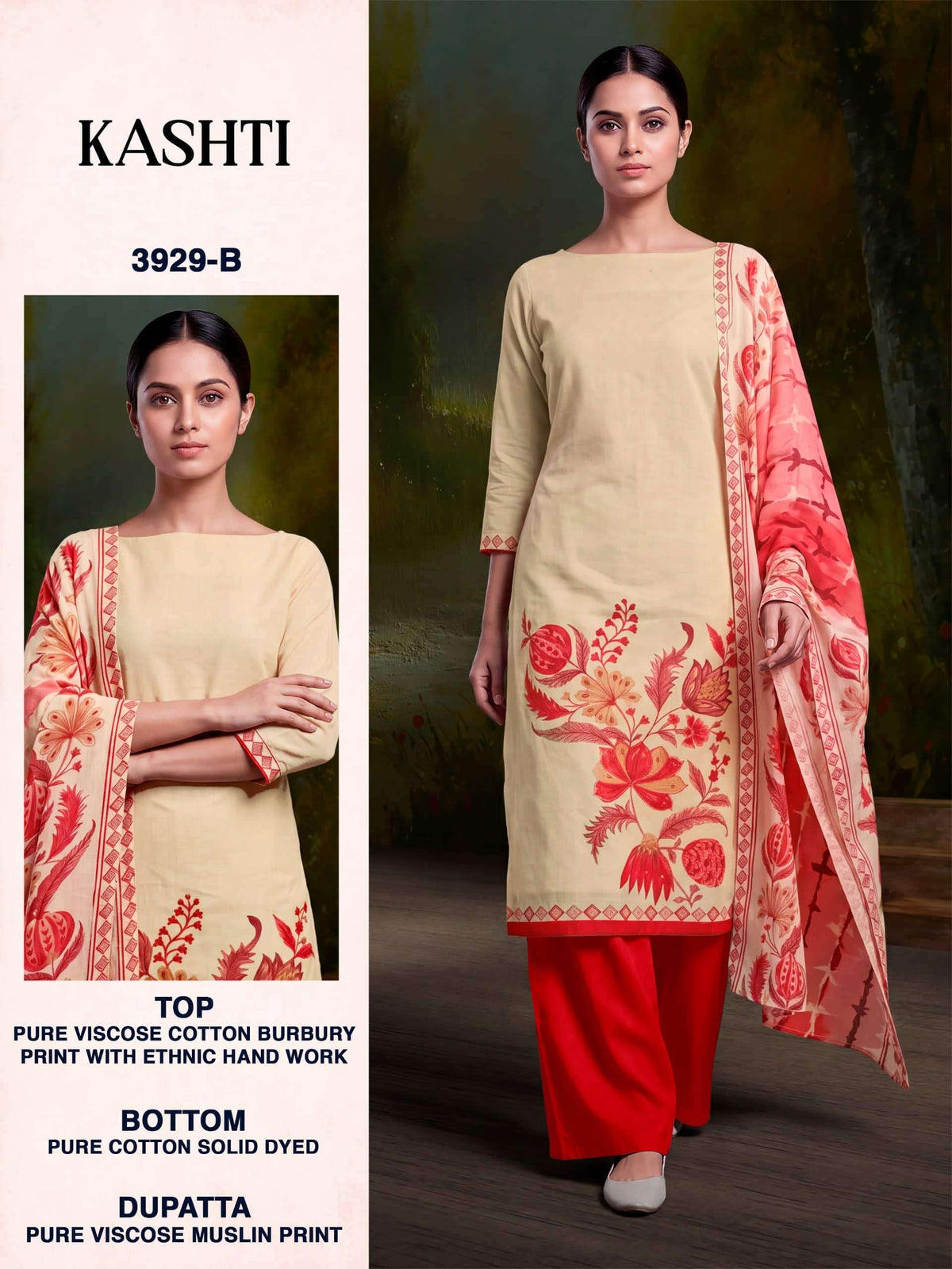 Bipson Kashti 3929 Viscose Cotton Pakistani Suit