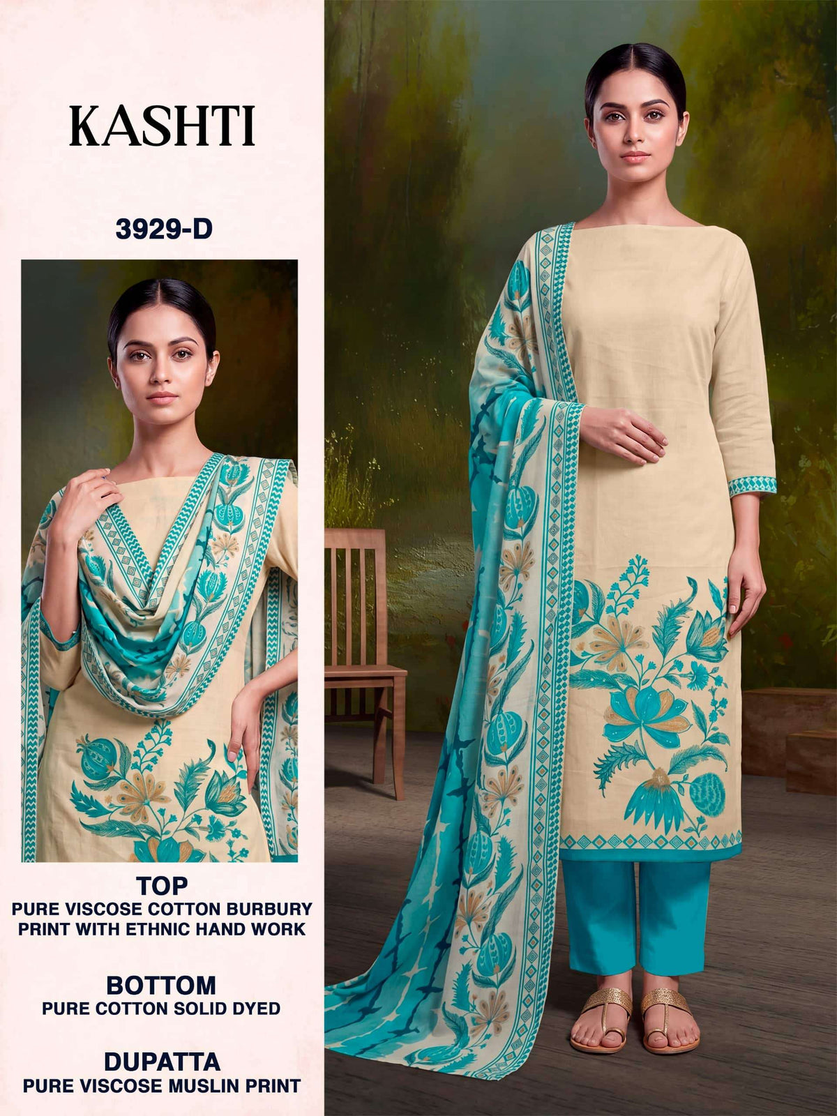Bipson Kashti 3929 Viscose Cotton Pakistani Suit