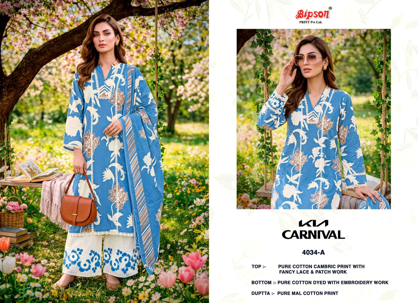Bipson Kia Carnival 4034 Pure Cotton Dress Material