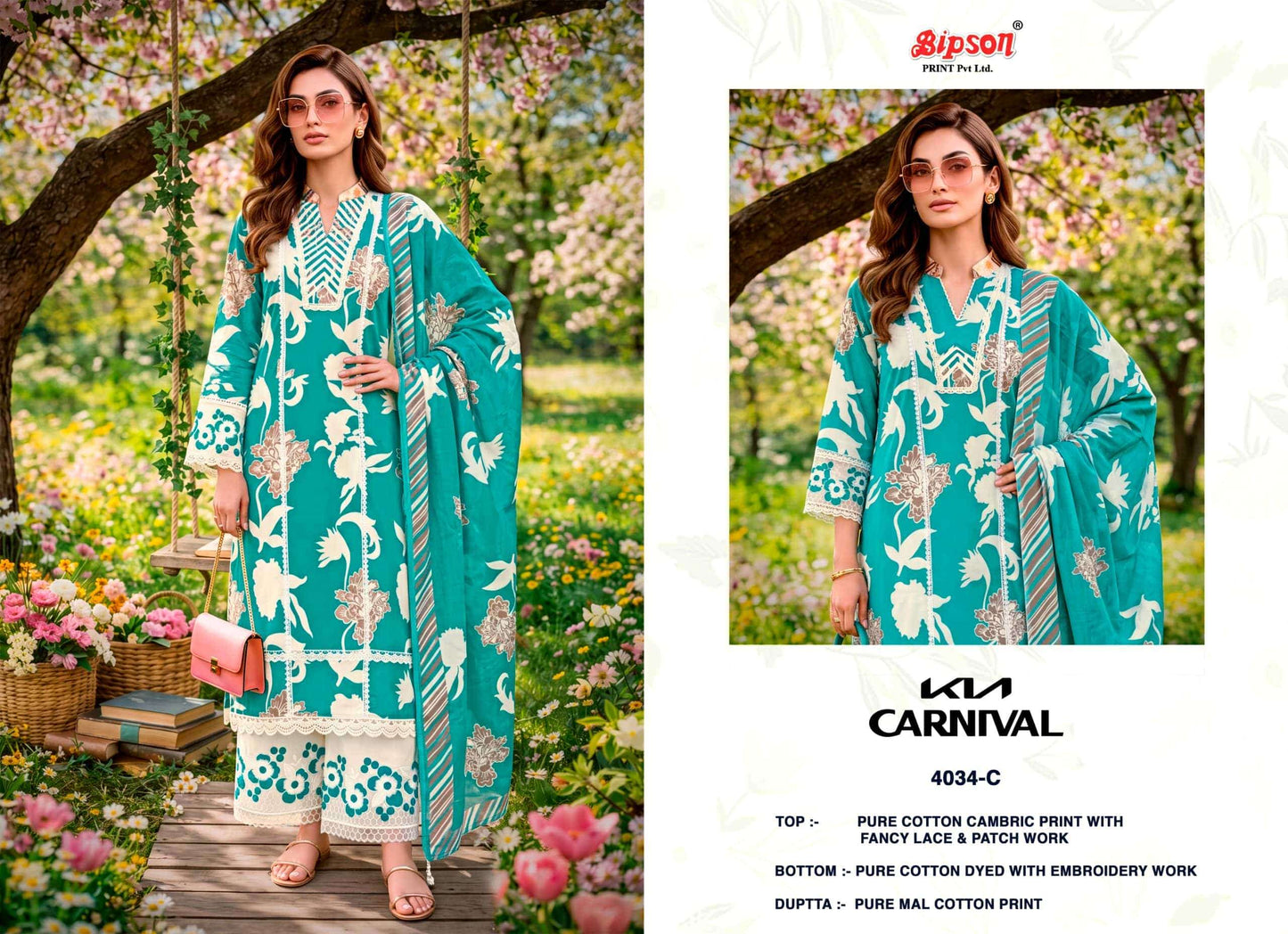 Bipson Kia Carnival 4034 Pure Cotton Dress Material