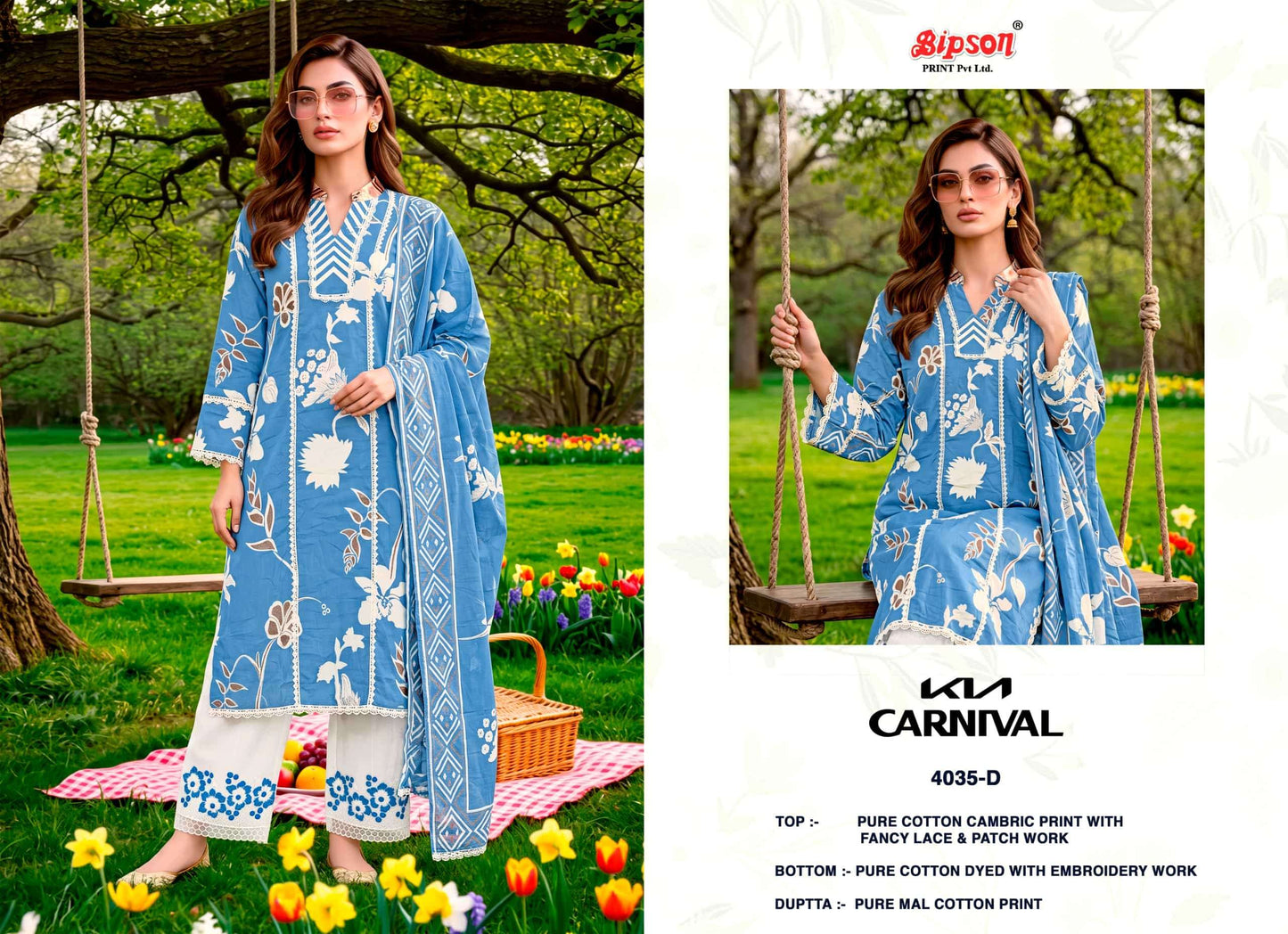 Bipson Kia Carnival 4035 Pure Cotton Cambric Dress Material