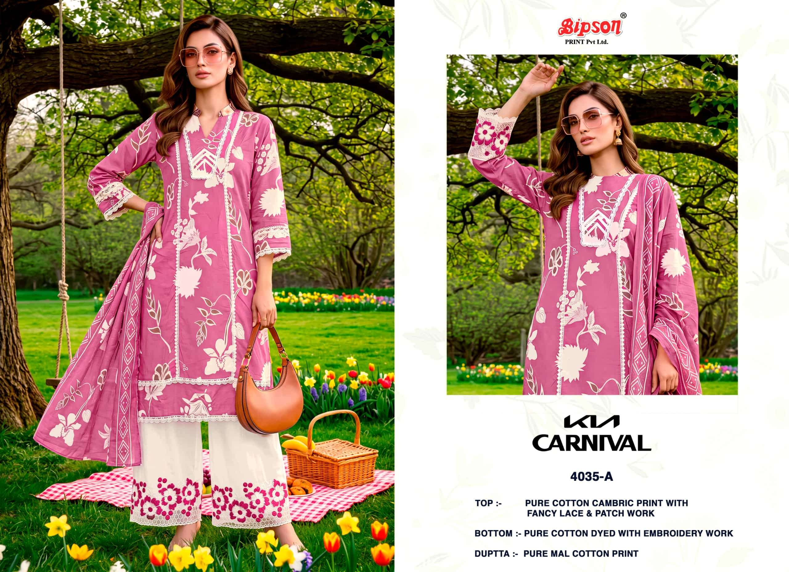 Bipson Kia Carnival 4035 Pure Cotton Cambric Dress Material