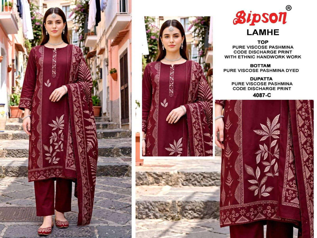 Bipson Lamhe 4087 Pure Viscose Pashmina Dress Material