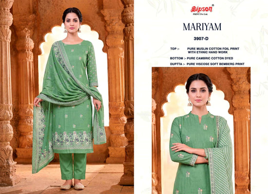 Bipson Mariyam 3907 Pure Muslin Cotton Ethnic Dress Material - Amrah Wholesale
