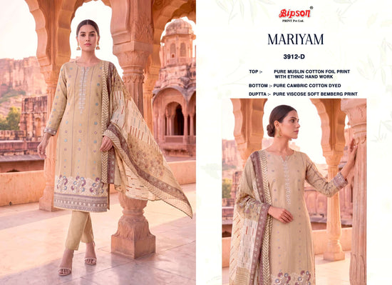 Bipson Mariyam 3912 Pure Muslin Cotton Ethnic Dress Material