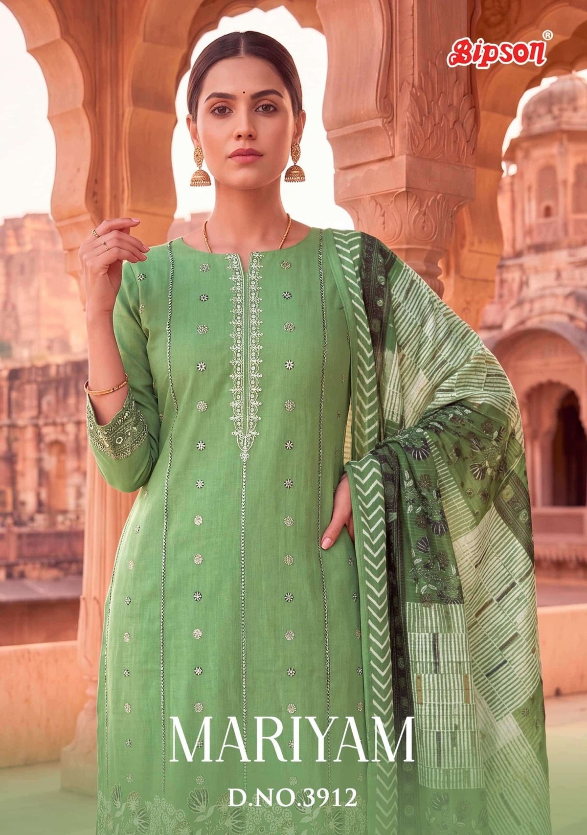 Bipson Mariyam 3912 Pure Muslin Cotton Ethnic Dress Material - Amrah Wholesale