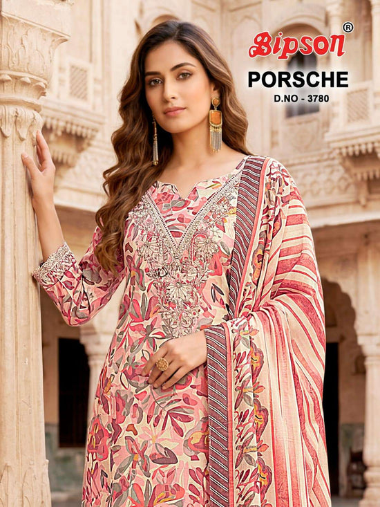 Bipson Porsche 3780 Pure Muslin Dress Material - Amrah Wholesale