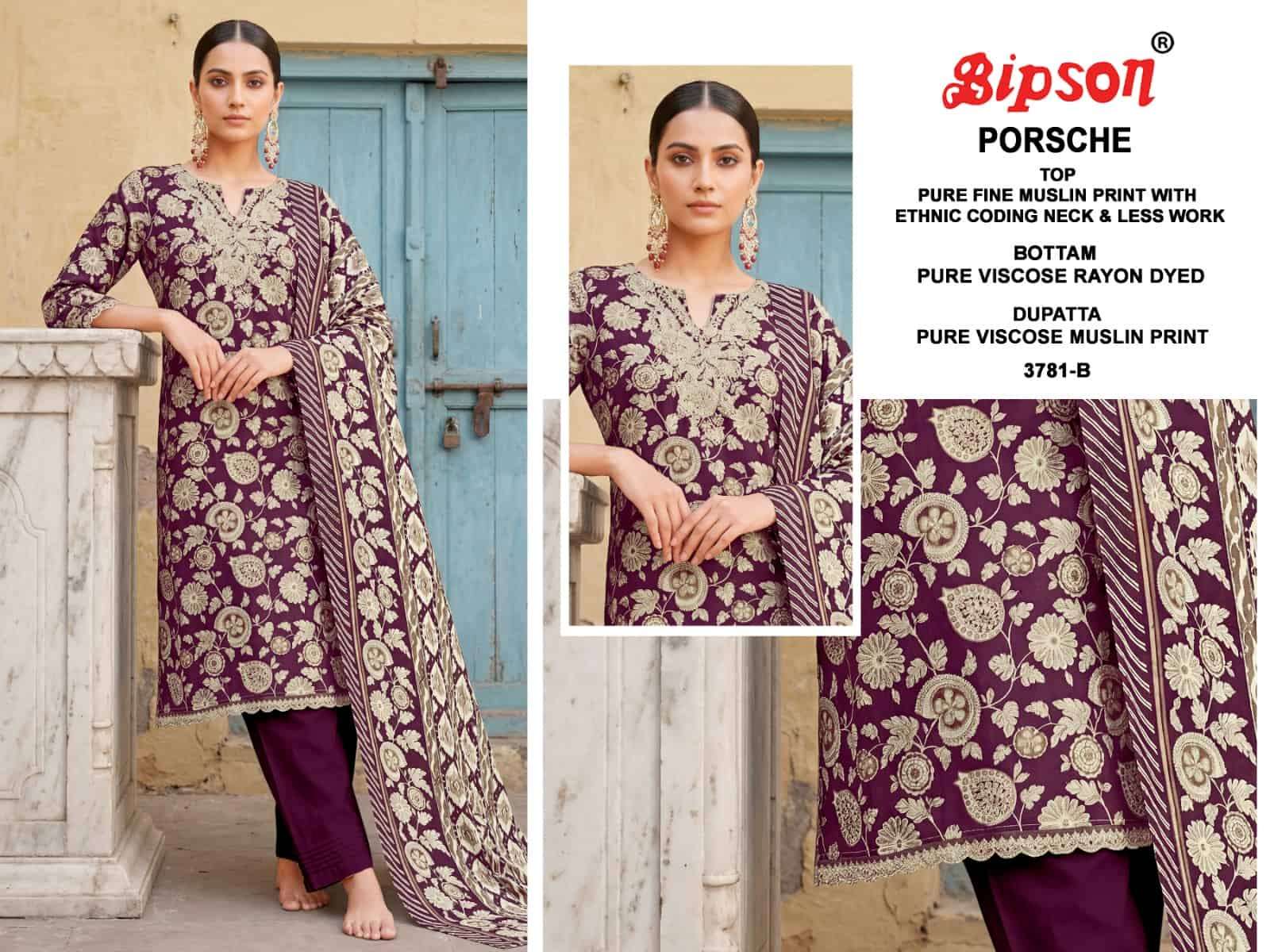 Bipson Porsche 3781 Pure Muslin Dress Material