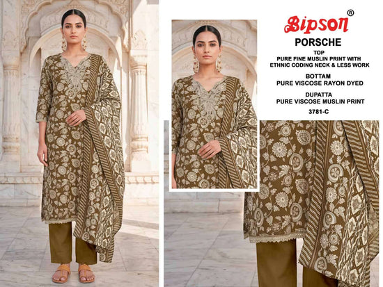 Bipson Porsche 3781 Pure Muslin Dress Material