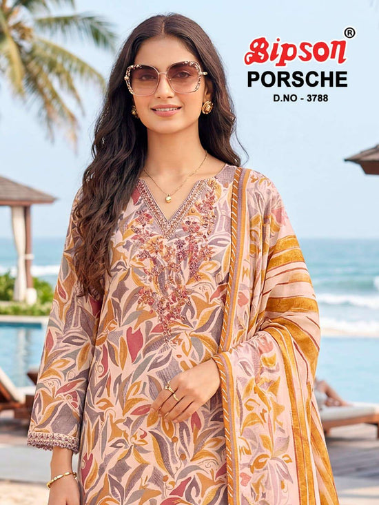 Bipson Porsche 3788 Pure Muslin Dress Material - Amrah Wholesale