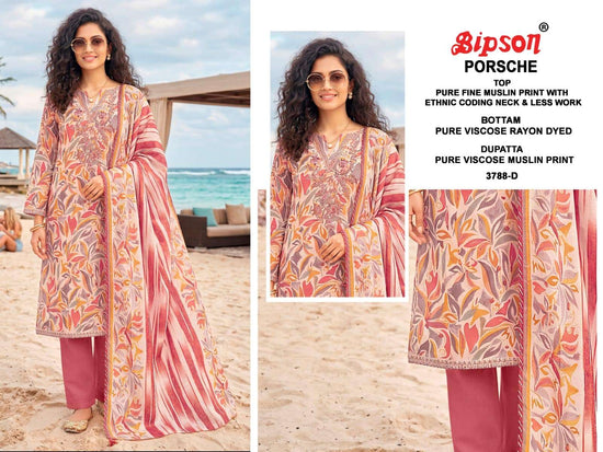 Bipson Porsche 3788 Pure Muslin Dress Material - Amrah Wholesale