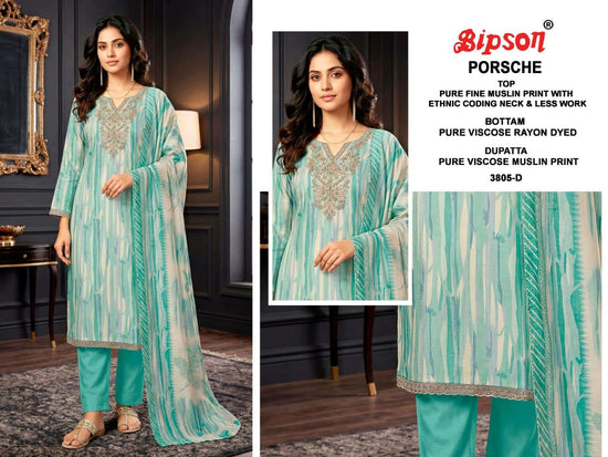 Bipson Porsche 3805 Pure Muslin Dress Material - Amrah Wholesale