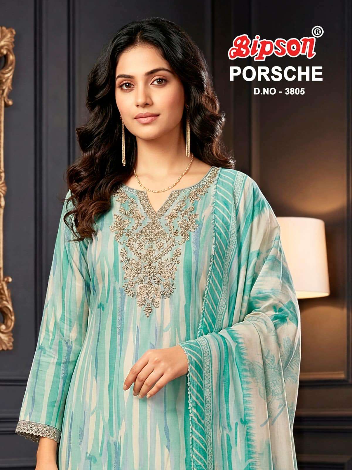 Bipson Porsche 3805 Pure Muslin Dress Material - Amrah Wholesale