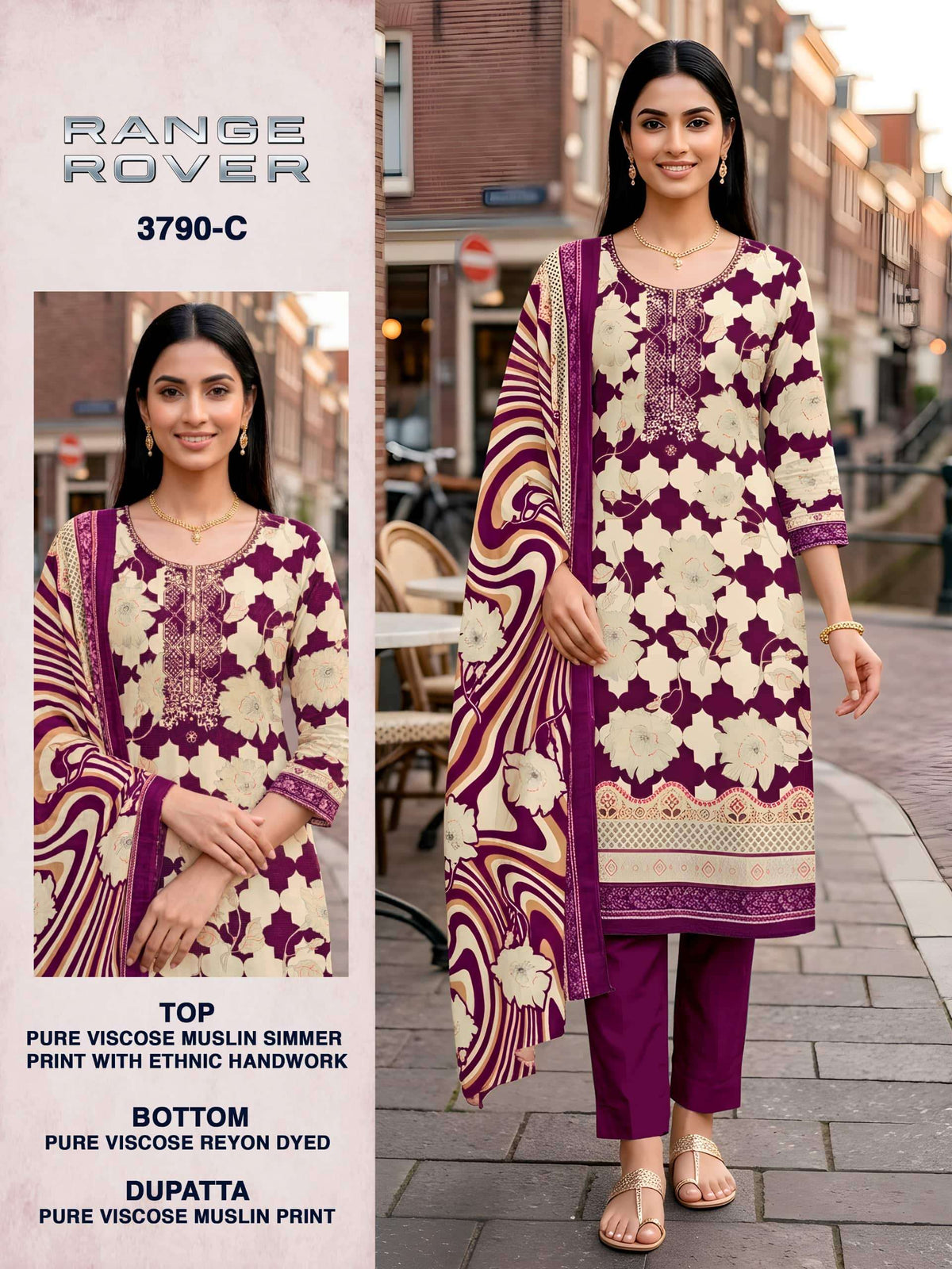 Bipson Range Rover 3790 Pure Viscose Muslin Dress Material