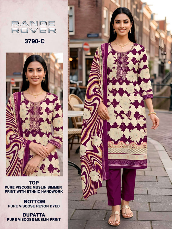 Bipson Range Rover 3790 Pure Viscose Muslin Dress Material