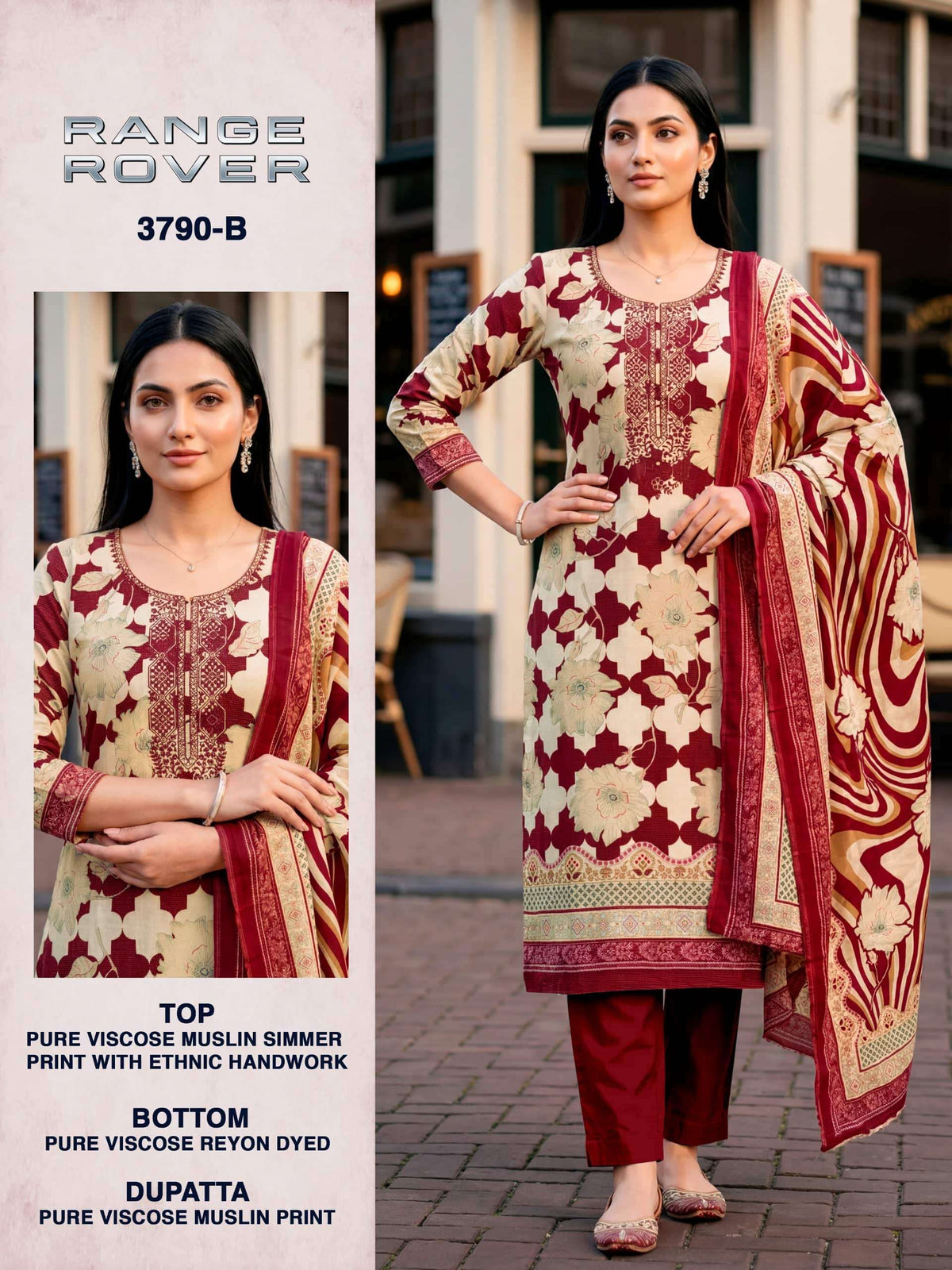Bipson Range Rover 3790 Pure Viscose Muslin Dress Material