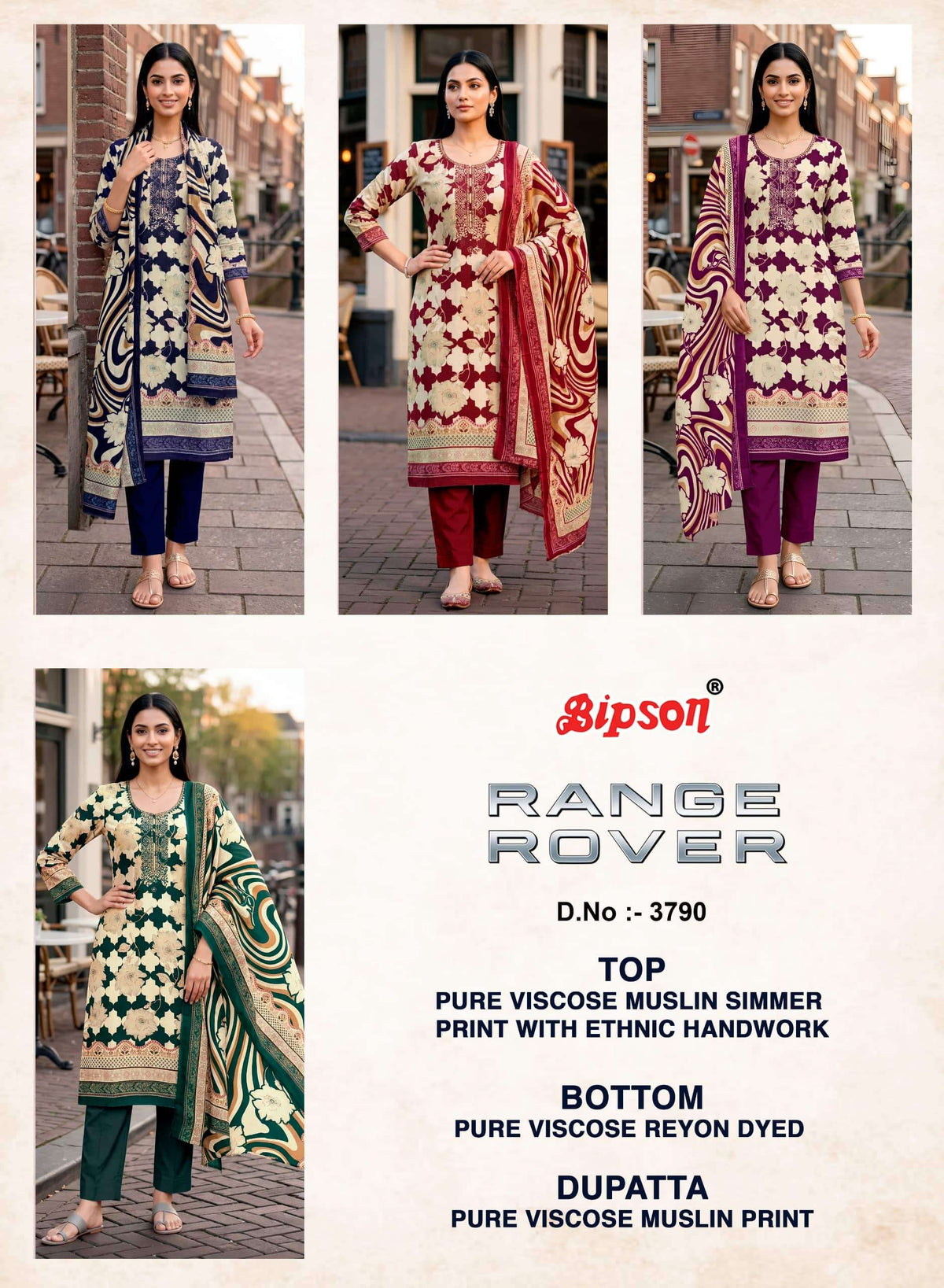 Bipson Range Rover 3790 Pure Viscose Muslin Dress Material