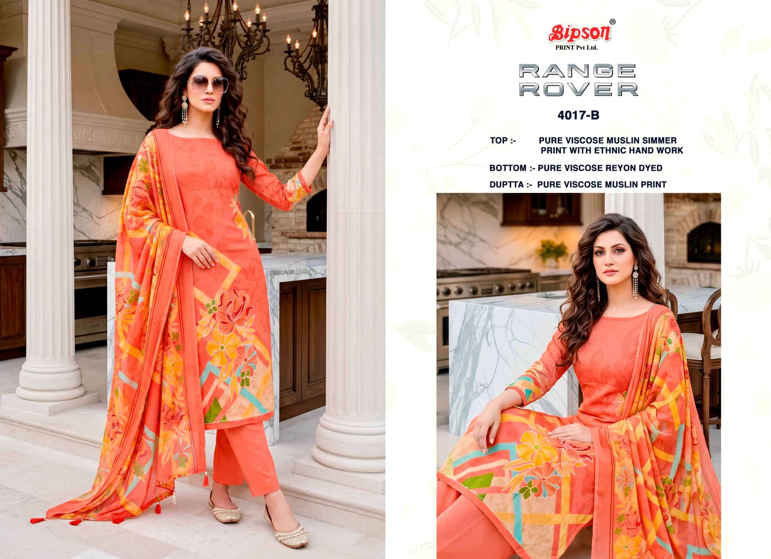 Bipson Range Rover 4017 Pure Viscose Muslin Shimmer Dress Material