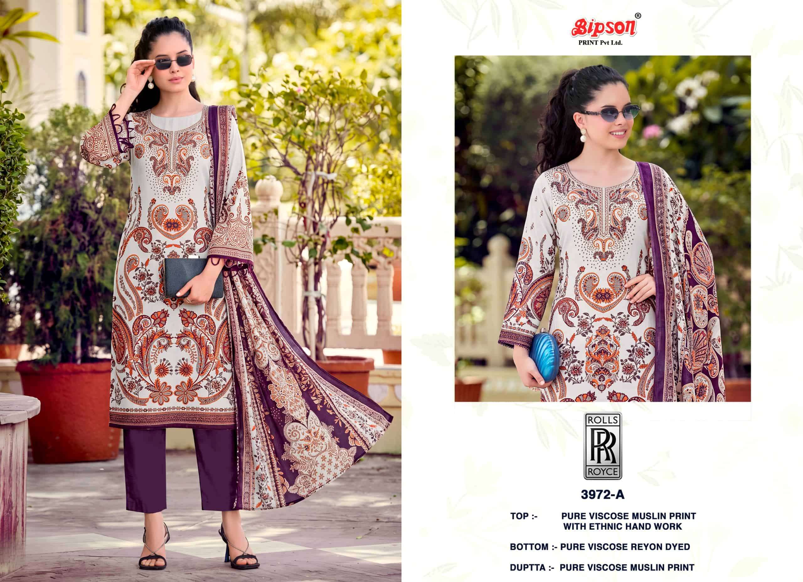 Bipson Rolls Royce 3972 Pure Viscose Muslin Dress Material