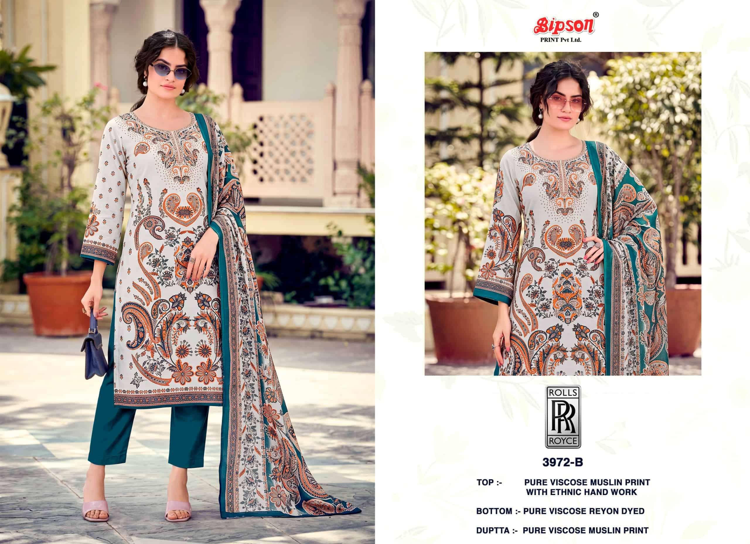 Bipson Rolls Royce 3972 Pure Viscose Muslin Dress Material