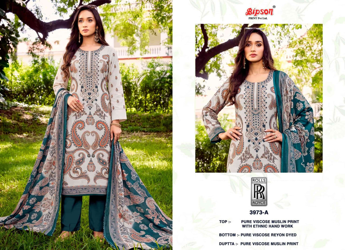 Bipson Rolls Royce 3973 Pure Viscose Muslin Dress Material - Amrah Wholesale