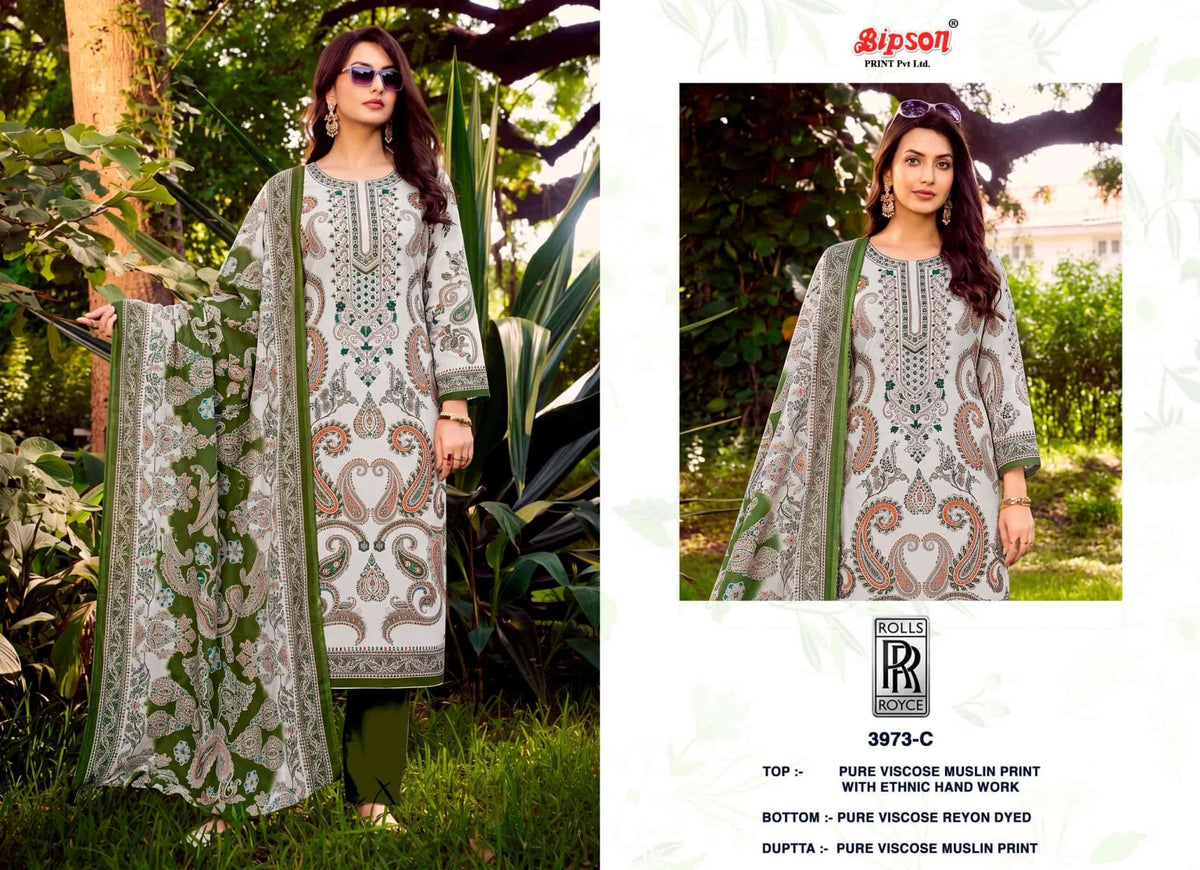 Bipson Rolls Royce 3973 Pure Viscose Muslin Dress Material - Amrah Wholesale