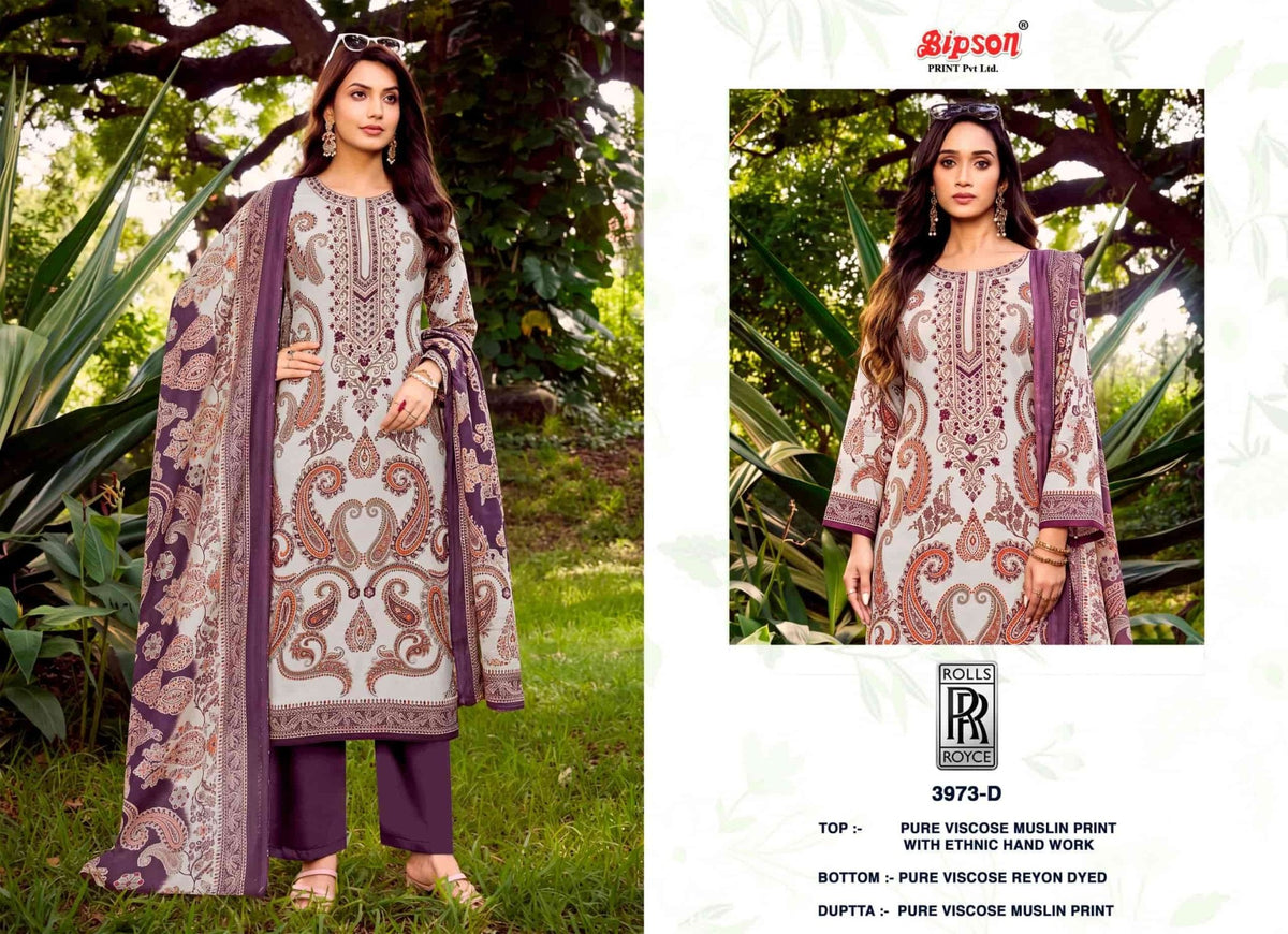 Bipson Rolls Royce 3973 Pure Viscose Muslin Dress Material - Amrah Wholesale