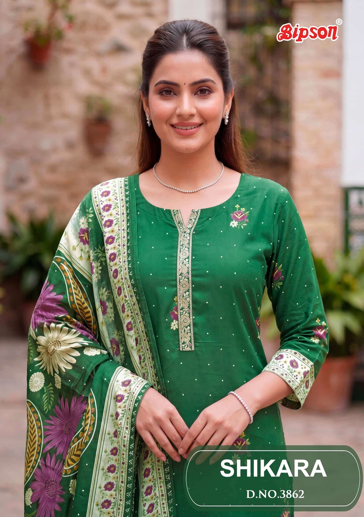 Bipson Shikara 3862 Jam Satin Dress Material